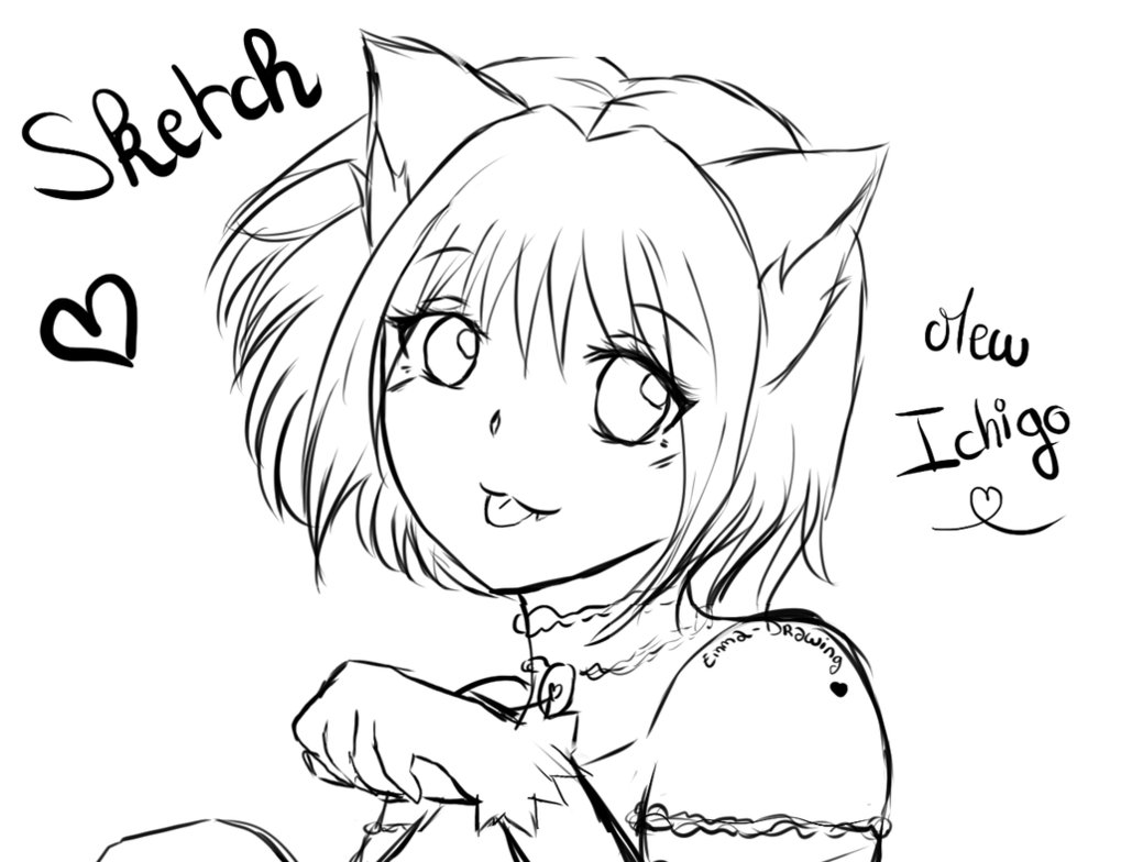 1019x784 Sketch Mew Ichigo. ^w^ By Emma Drawing