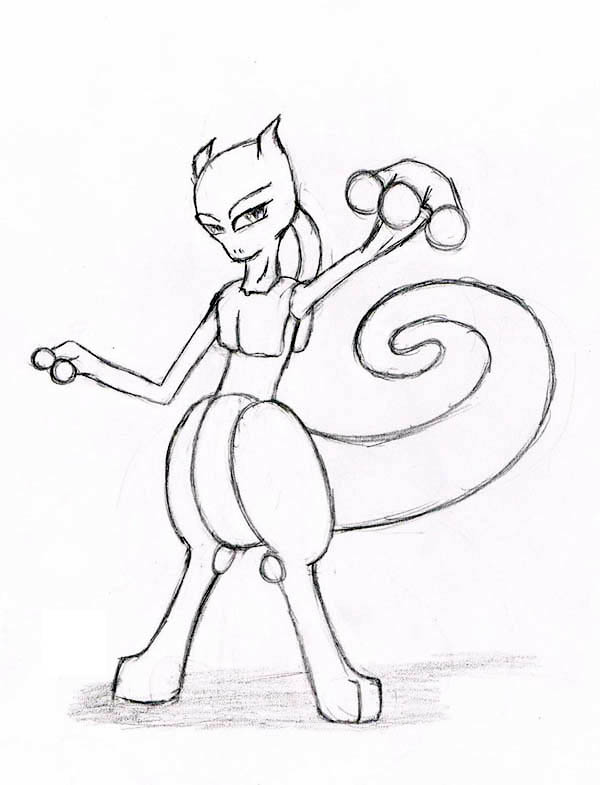 600x785 Mewtwo Drawing Coloring Page