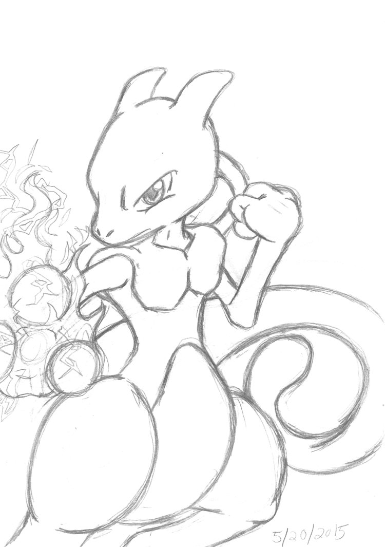 750x1065 Mewtwo Sketch By Th3antiguardian