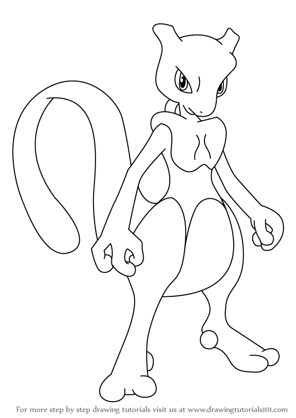 598x845 How To Draw Mewtwo From Pokemon