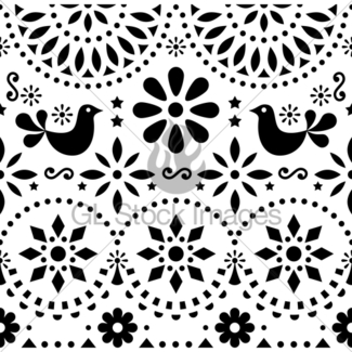 325x325 Mexican Folk Art Vector Seamless Pattern With Birds And F Gl