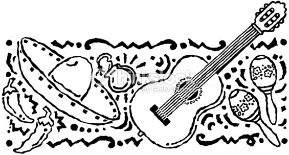 565x303 Mexican Clipart Black And White