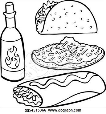 344x370 Mexican Food Clipart Black And White