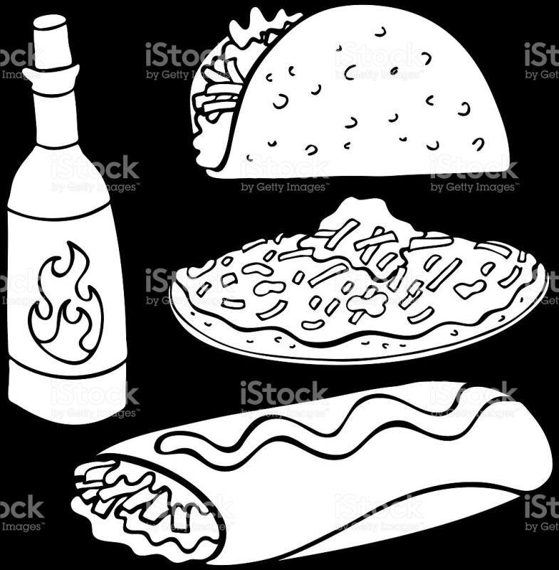 785x800 Mexican Food Clipart Black And White
