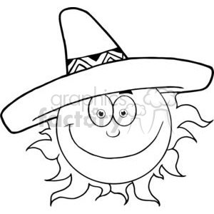 300x300 Royalty Free 4057 Smiling Sun With Sombrero Hat 382034 Vector Clip