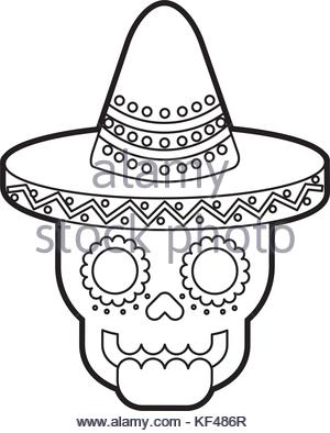 300x394 Skull In Hat Day Of The Dead Mexican Celebration Stock Vector Art