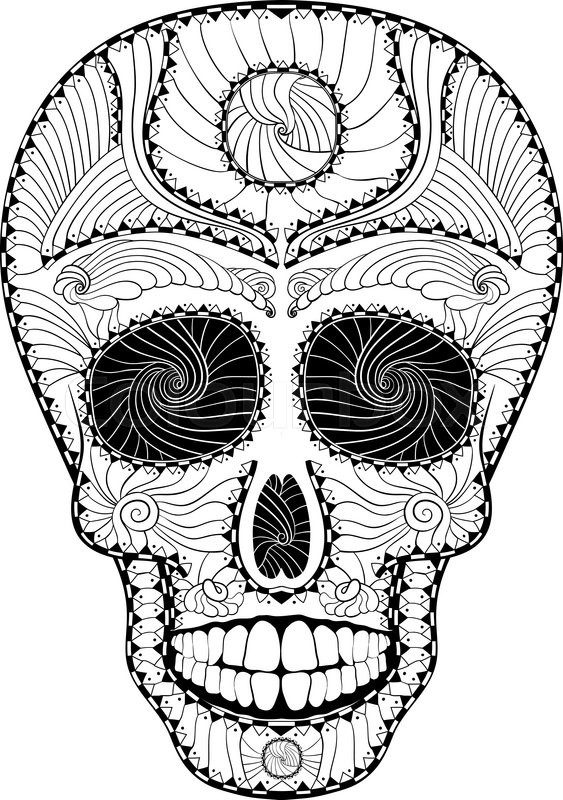 563x800 Dia De Muertos. Illustration Of Traditional Mexican Skull