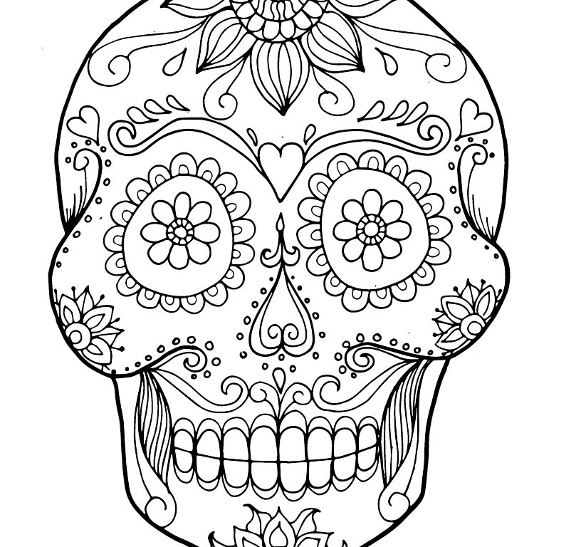 816x768 Free Sugar Skull Coloring Page Printable Day Of The Pages