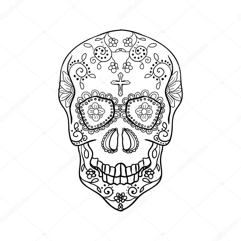1024x1024 Mexican Sugar Skull Stock Vector Ilonitta