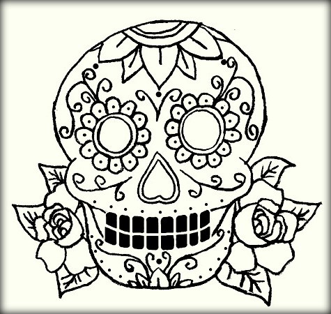 475x450 Mexican Sugar Skull Coloring Pages For Adults