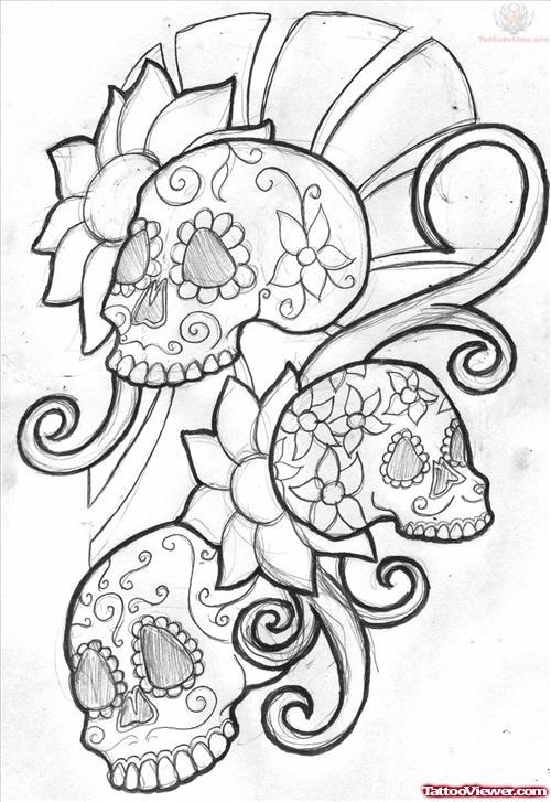 500x727 Mexican Sugar Skull Tattoo On Foot Tattoo