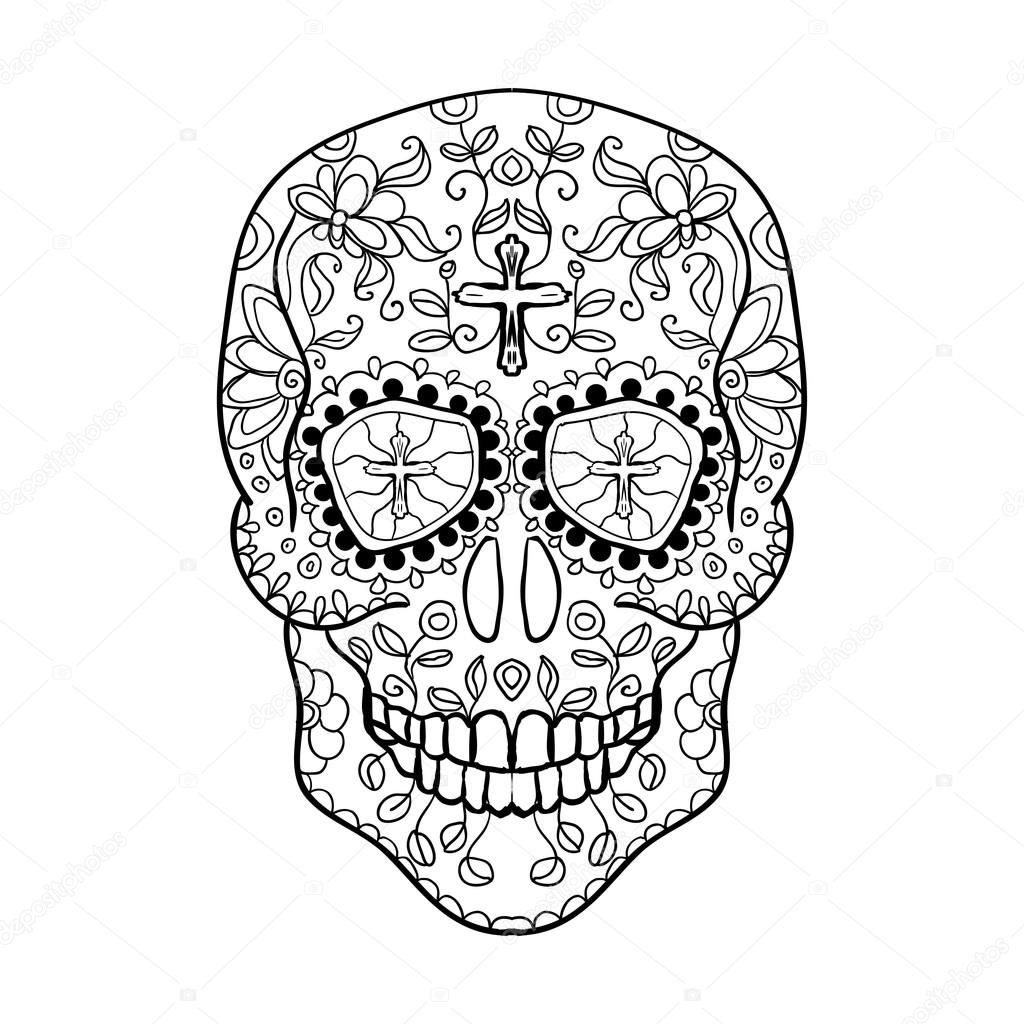 1024x1024 Mexican Sugar Skull Stock Vector Ilonitta