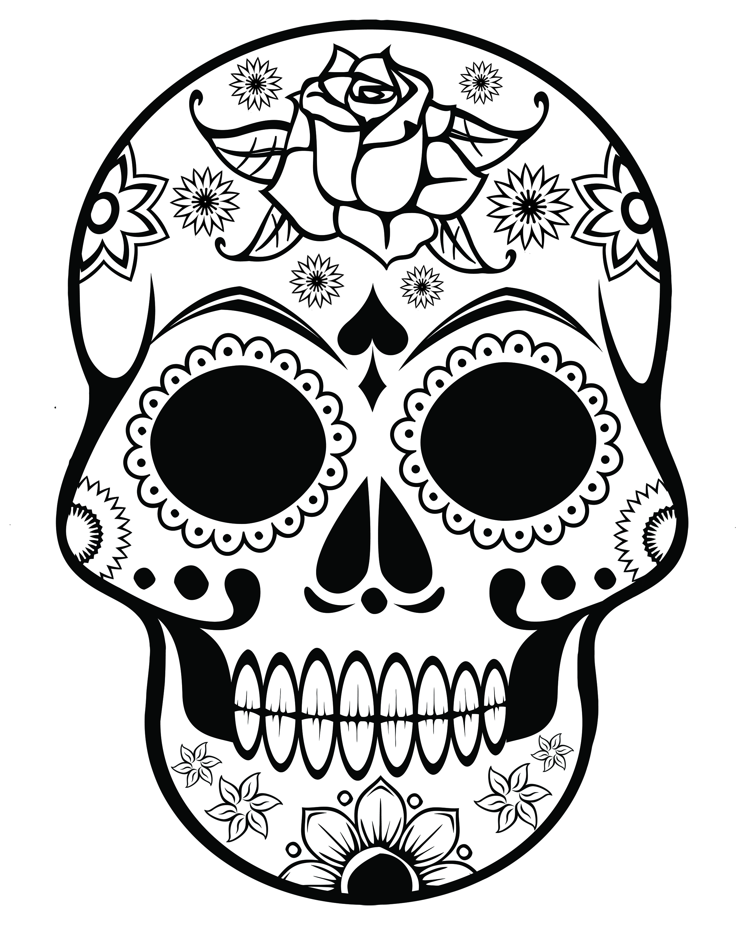 2400x3000 Skull Adult Coloring Pages