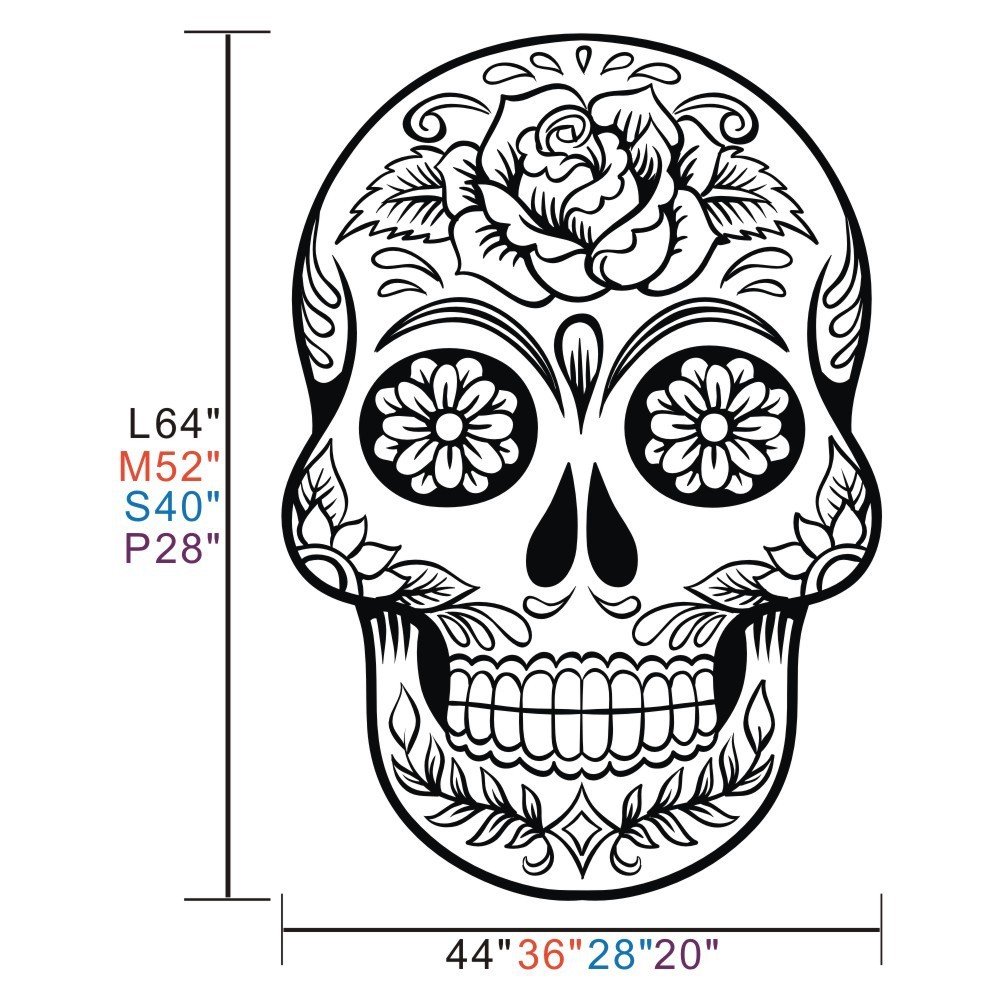1000x1000 Sugar Skull Mexico Floral Swirl Office Wall Art Vinyl Wall Sticker