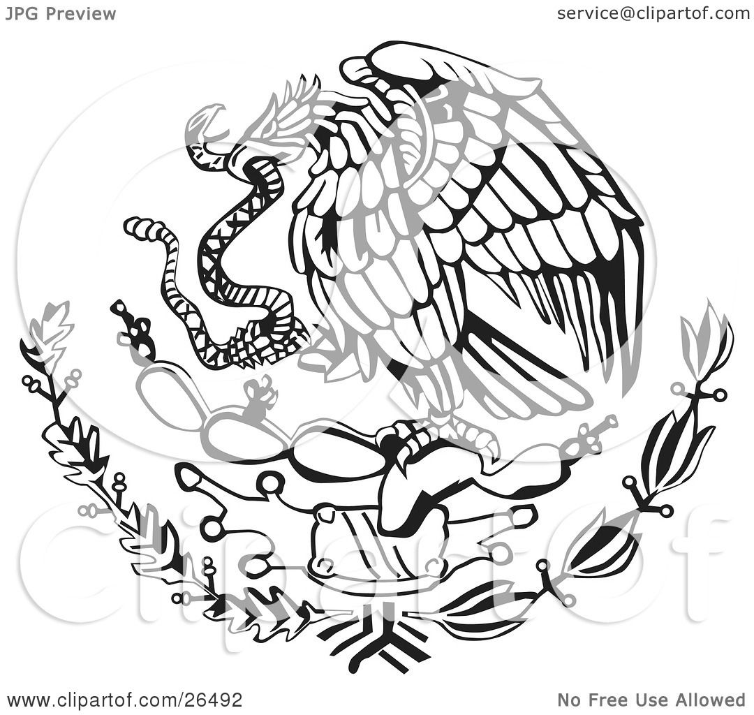 1080x1024 Clipart Illustration Of The Mexican Coat Of Arms Showing The Eagle