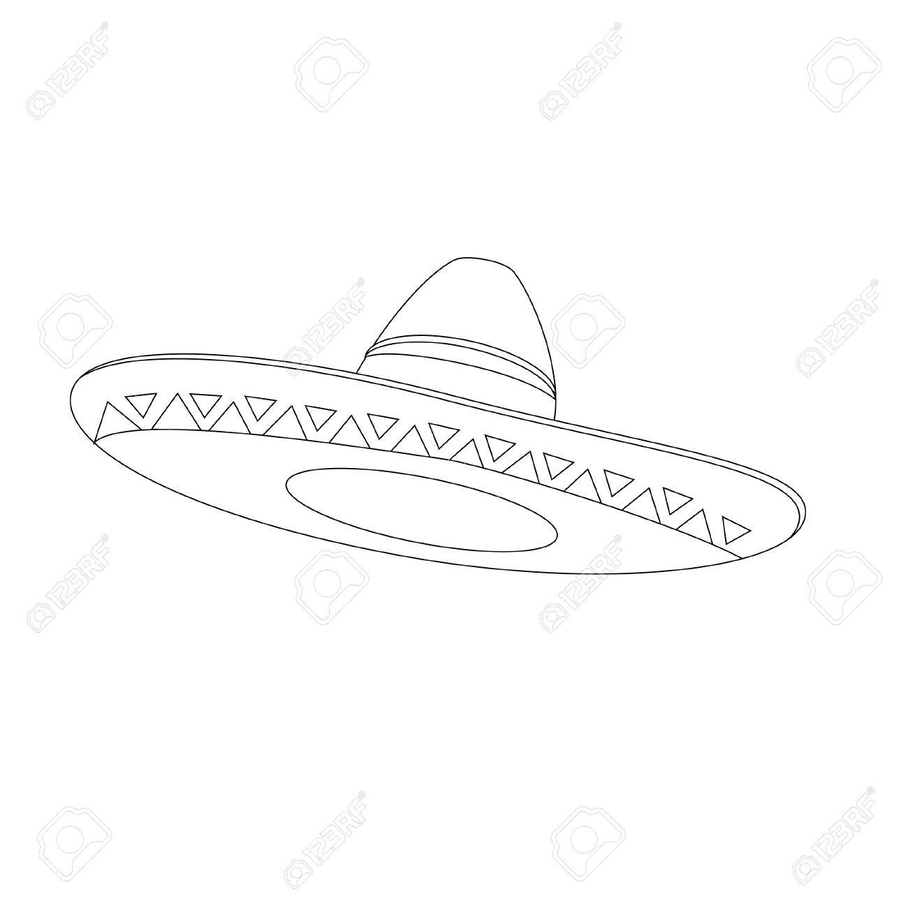 1300x1300 Mexican Hat Outline Drawings Vector Isolated, Mexican Sombrero