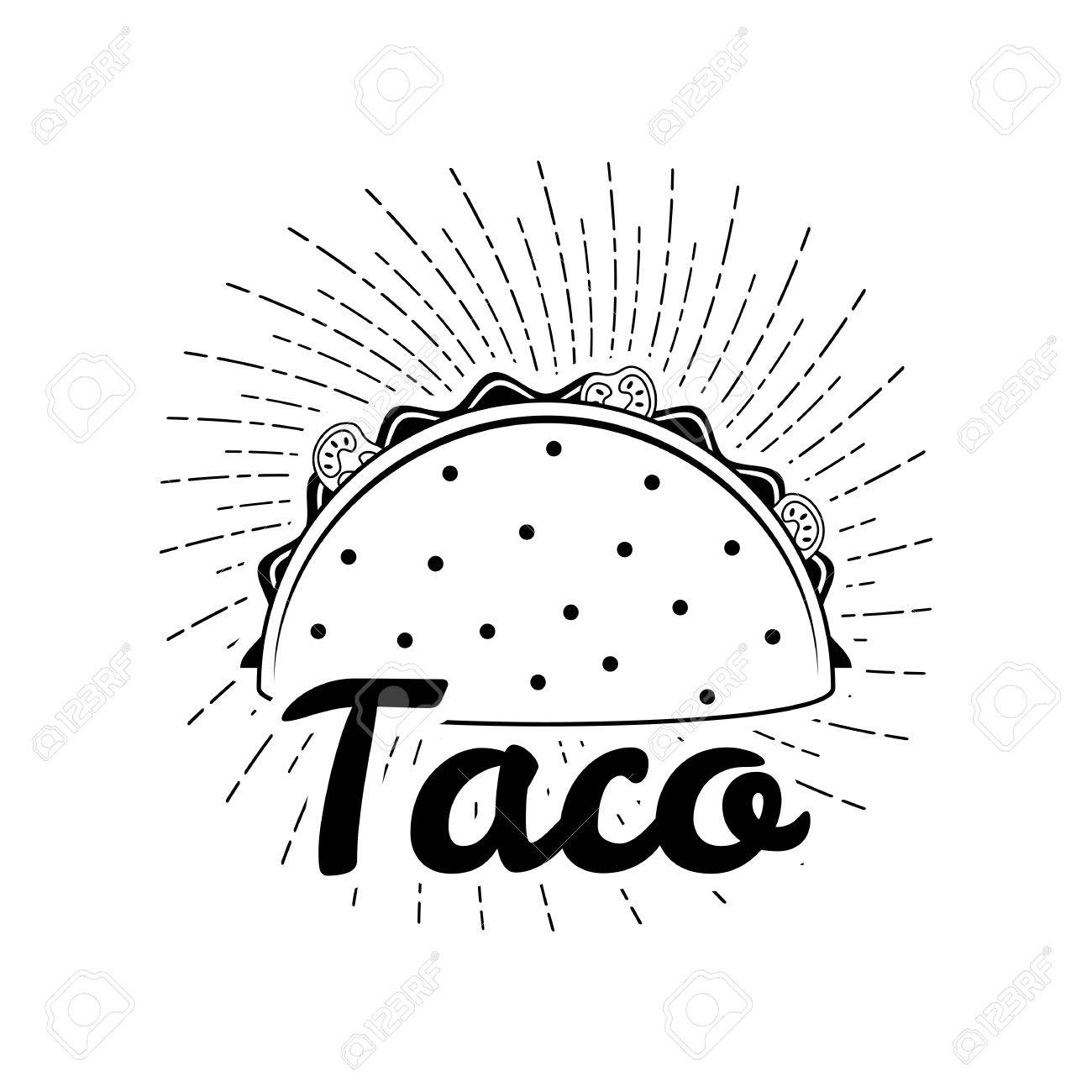 1300x1300 Taco Illustration On White Background, Isolated. Mexico Food