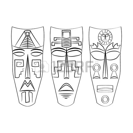 450x450 Warrior Bonnet Aztec Head. Hand Drawing. Old Mexico Royalty Free