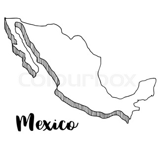 320x320 Doodle Freehand Map Sketch Of Mexico ,vector Illustration Stock
