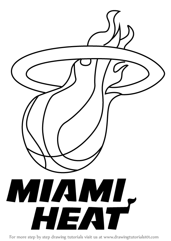 596x842 Learn How To Draw Miami Heat Logo (Nba) Step By Step Drawing
