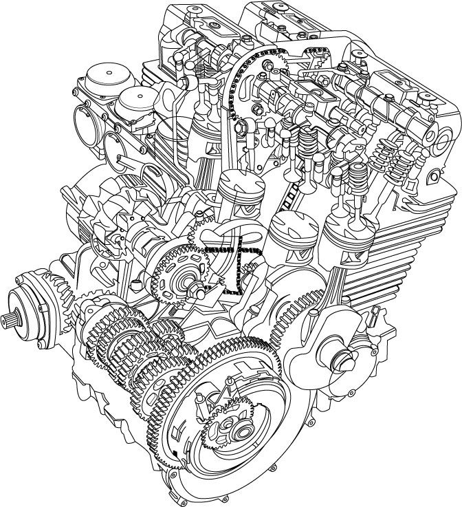 672x737 Engine Technical Drawings