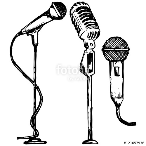 500x500 Set Microphone. Vector Illustration, Doodle Style Stock Image
