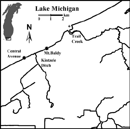 428x424 Map Of Southern Lake Michigan Showing The Indiana Shoreline