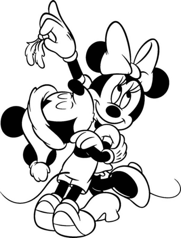 600x787 Mickey Minnie Mouse Disney Merry Christmas Coloring Page