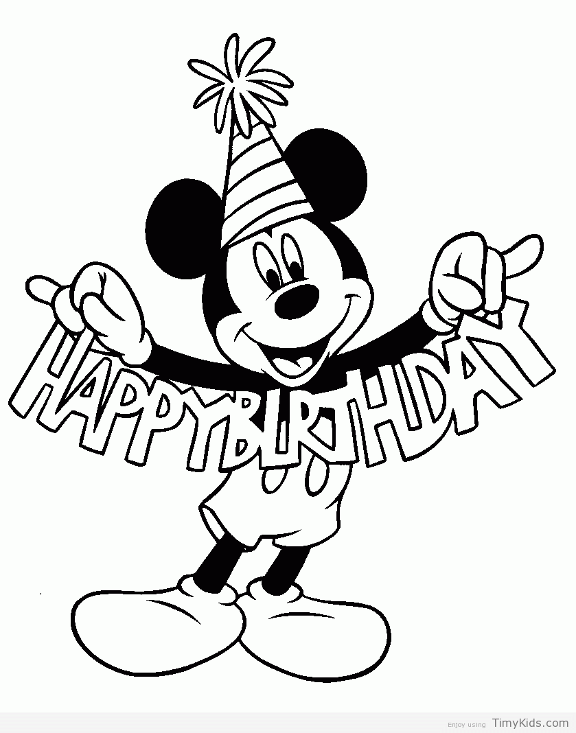 839x1068 Mickey Mouse Birthday Coloring Pages Timykids