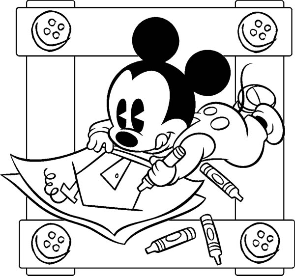 600x562 Baby Mickey Mouse Drawing Coloring Page Color Luna