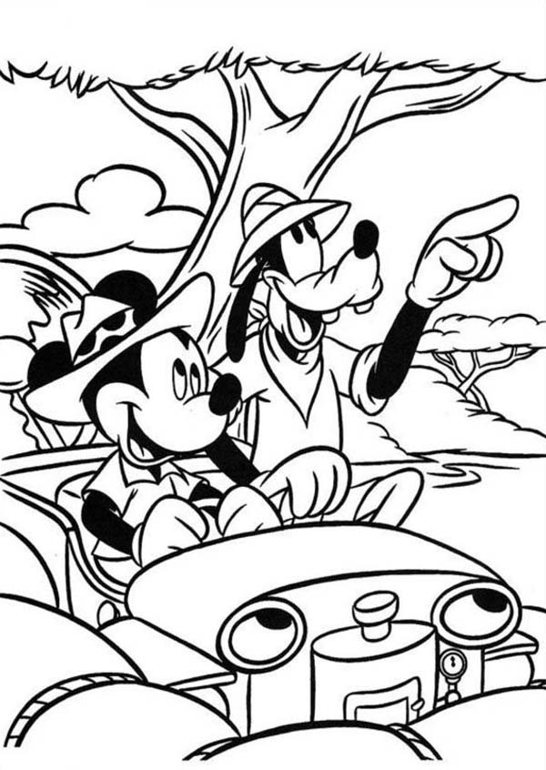 600x846 Drawing Mickey Mouse Safari With Goofy Coloring Pages Bulk Color