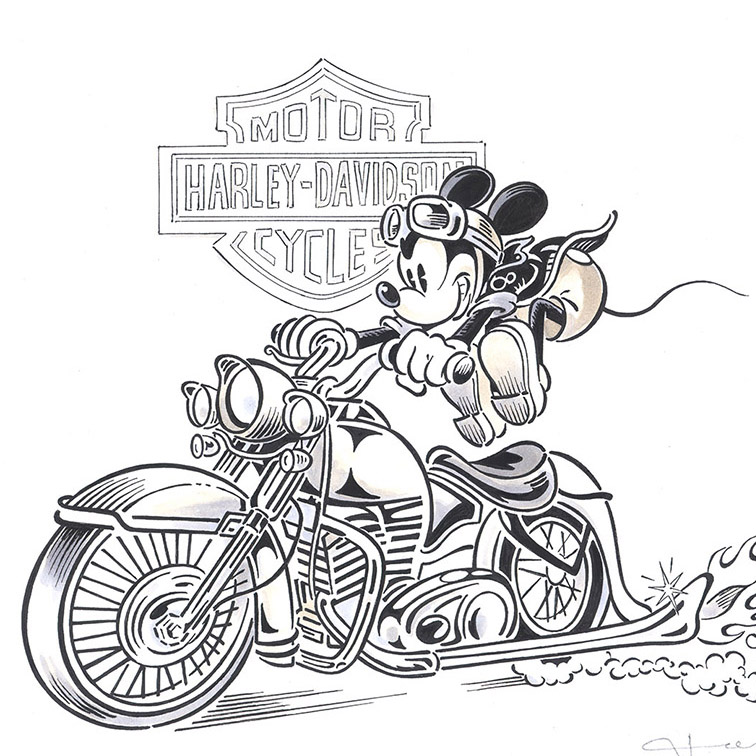 756x756 Mickey Mouse On A Harley Davidson Corner4art