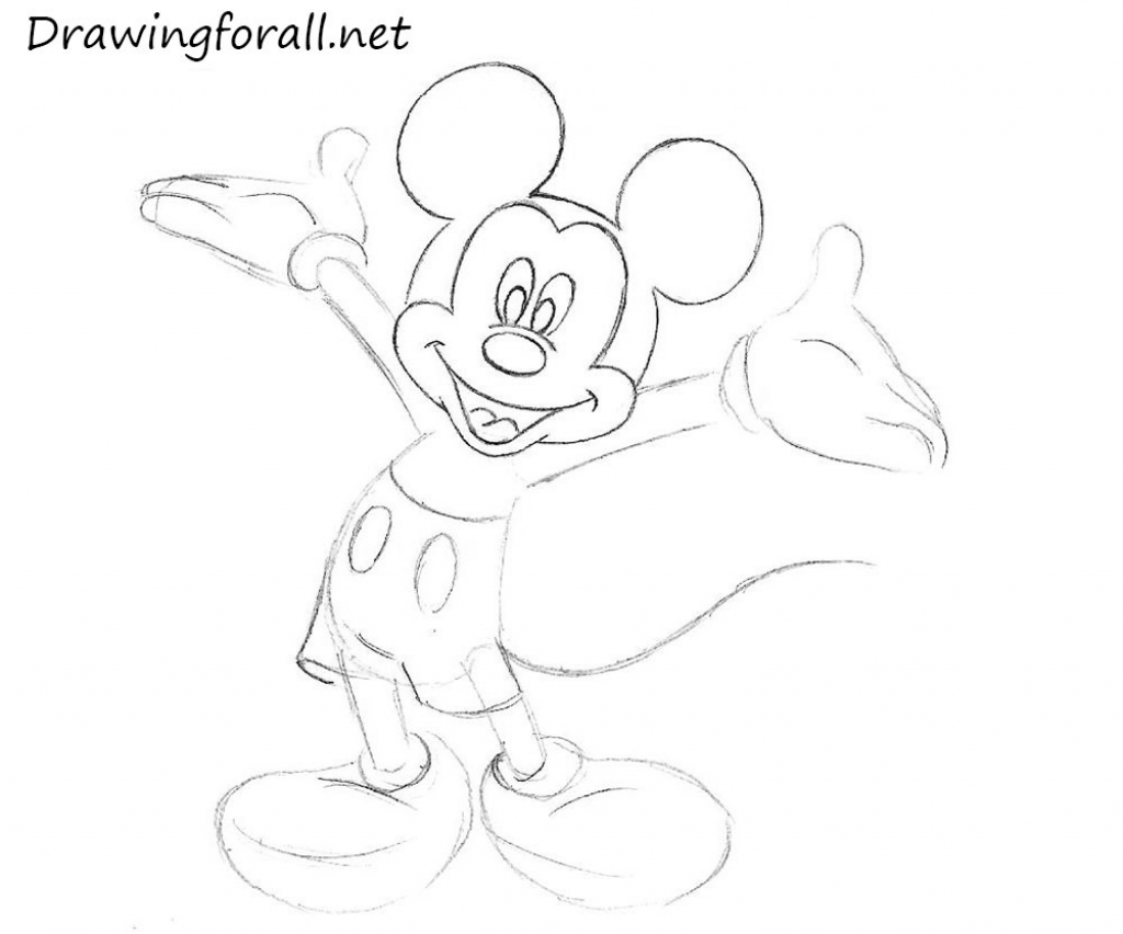 1024x852 Mickey Mouse Sketch How To Draw Mickey Mouse Drawingforall