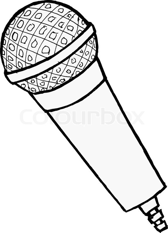 575x800 Hand Drawn, Cartoon, Vector Illustration Of Microphone Stock