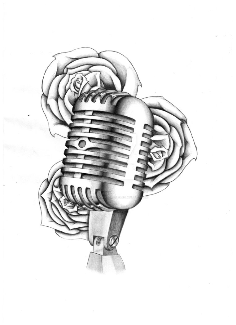762x1048 Mic And Rose Tattoo Design By Rorathrath2611