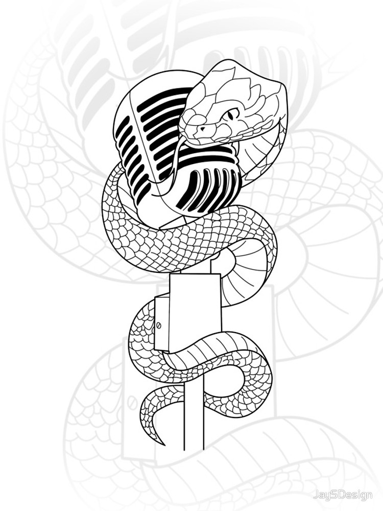 750x1000 Vintage Microphone And Snake Tattoo Design Illustration Iphone