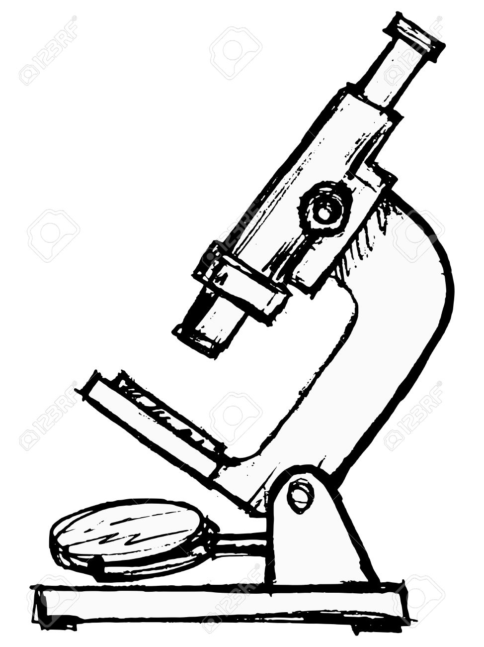 974x1300 Hand Drawn, Vector, Sketch Illustration Of Microscope Royalty Free