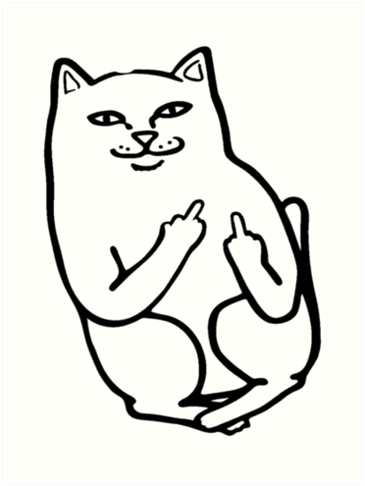 413x549 Middle Finger Cat Art Prints By Scarammanga Redbubble