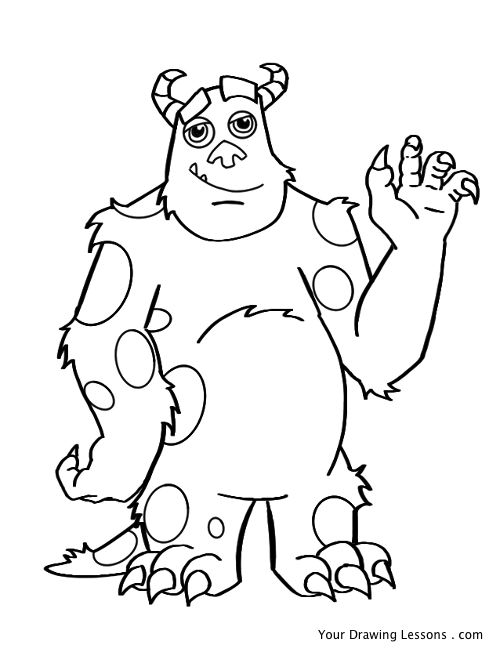 500x652 How To Draw Sulley From Monsters Inc. Your Drawing Lessons