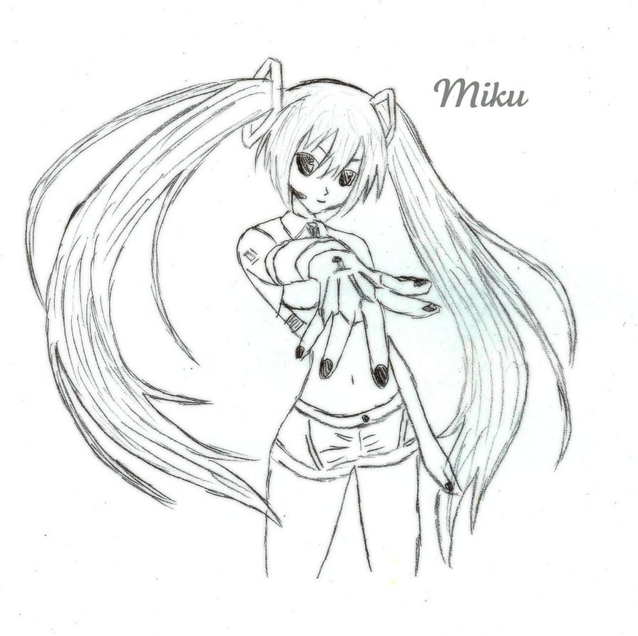 895x892 Hatsune Miku By Anime Art Girl