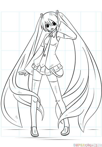 399x575 How To Draw Hatsune Miku Step By Step Drawing Tutorials