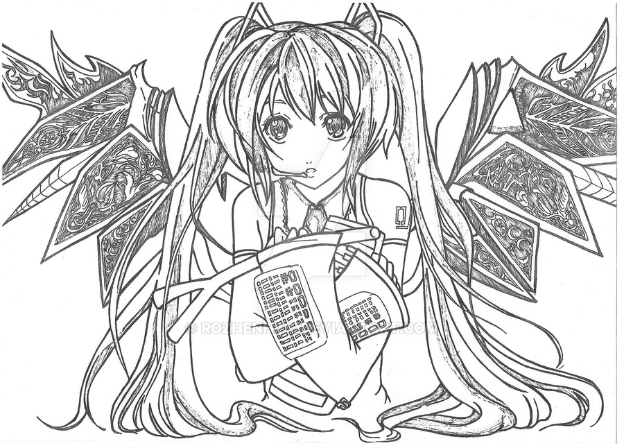 900x646 Hand Drawn Hatsune Miku By Rozhenhire