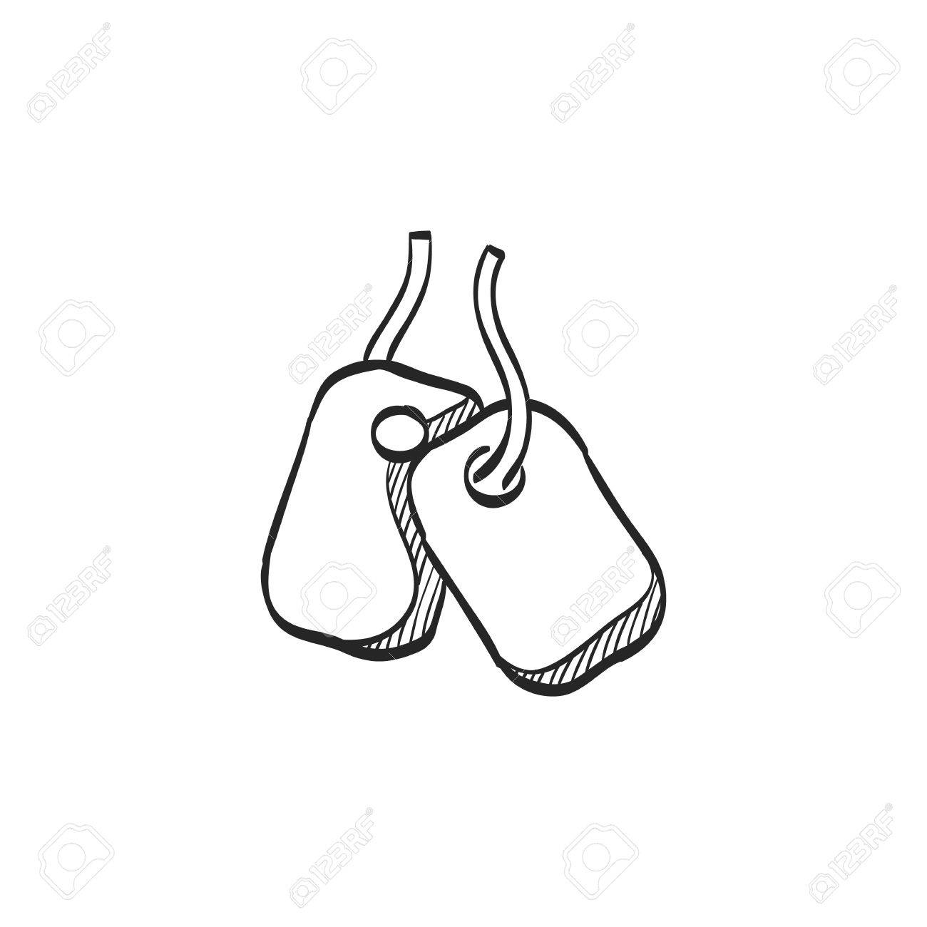 1300x1300 Dog Tags Icon In Doodle Sketch Lines. Military Identification