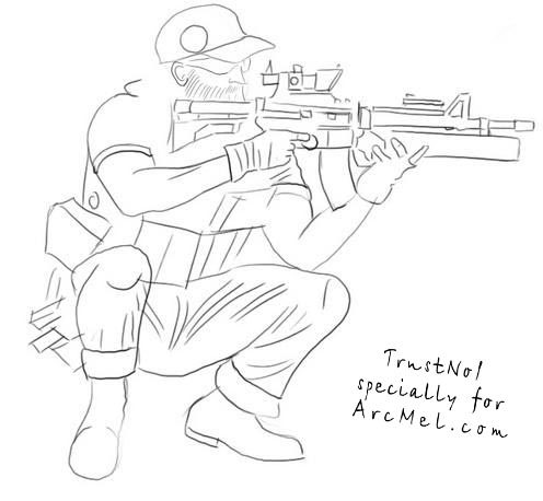 496x458 How To Draw Military Equipment Step By Step