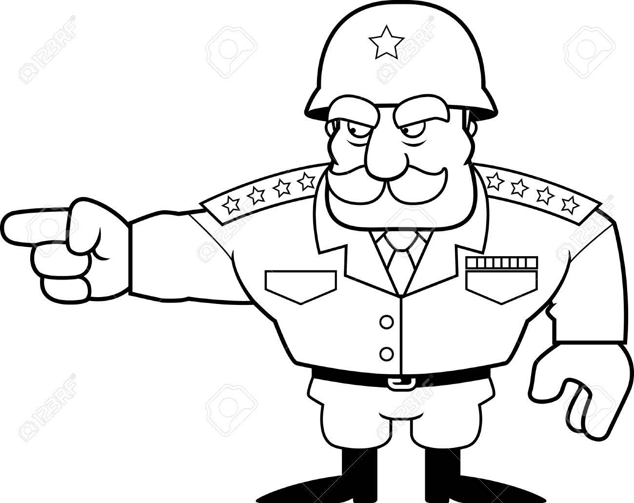 1300x1031 An Illustration Of A Cartoon Military General Pointing. Royalty