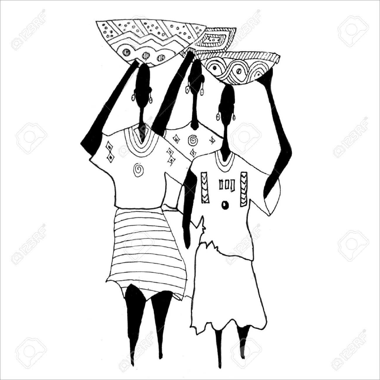 1300x1300 Fulani Milk Maids Drawing Royalty Free Cliparts, Vectors,