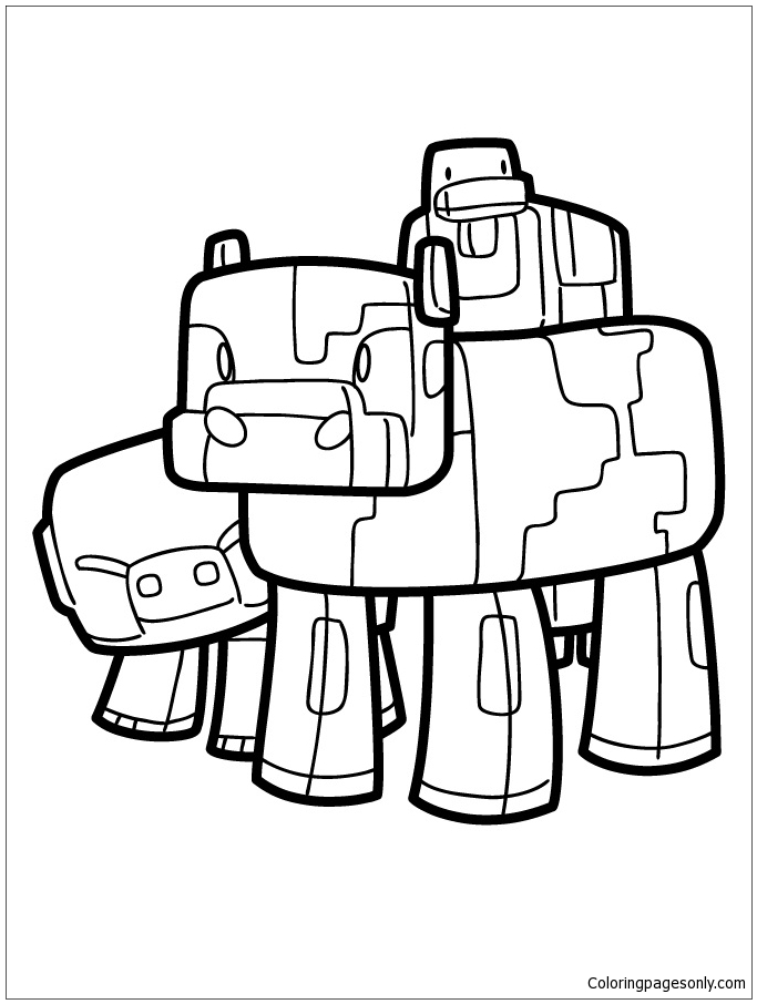 683x906 Minecraft Pig Cow And Duck Coloring Page