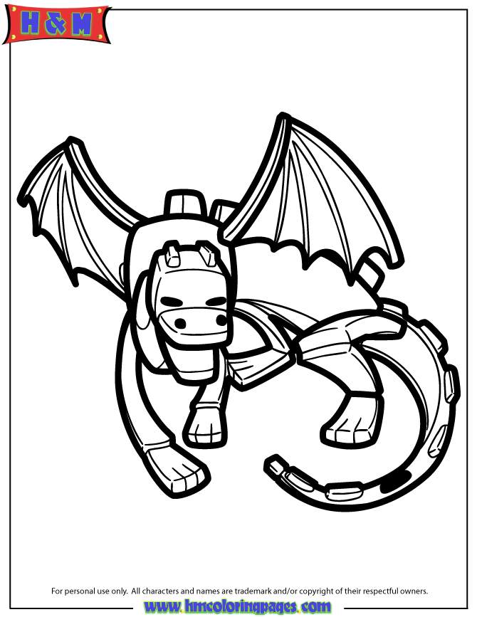 670x867 Ender Dragon Cartoon Coloring Page Accessories