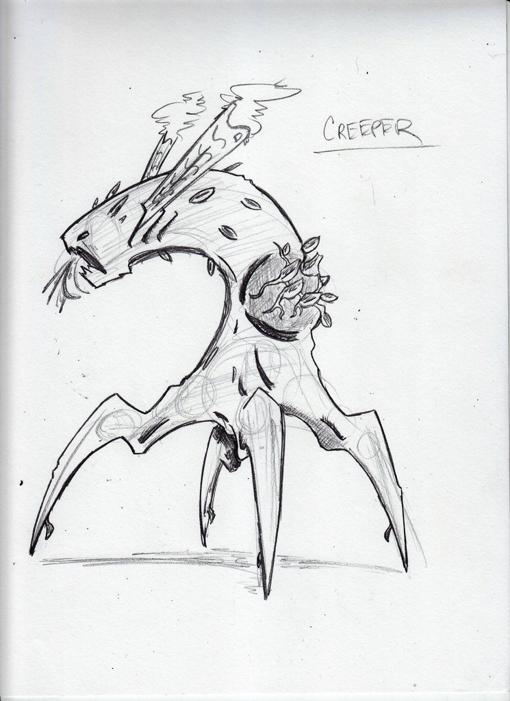 745x1024 Minecraft Sketch Creeper By Criticalrobotboy