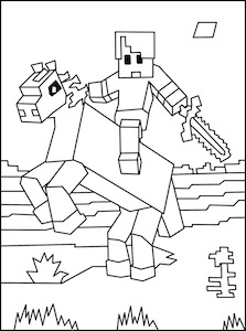 223x300 Minecraft Horse And Rider Coloring Page